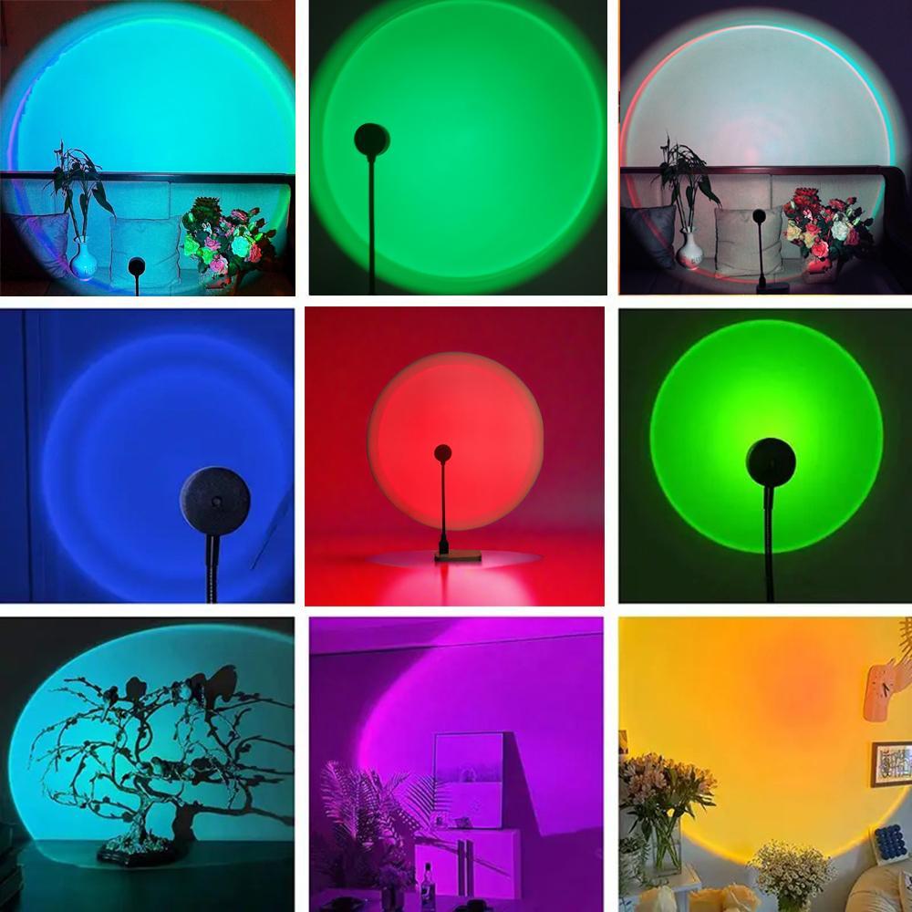 USB Powered 7 Colors LED Selfie Light, Portable USB Selfie Ambient Light, LED Sunset Projector Night Light, Selfie Background Light