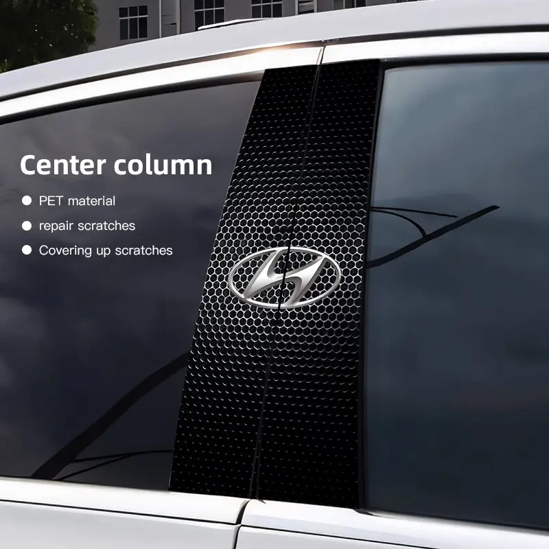 Car Stickers B-Pillar Center Column Decoration Cover Decals Auto Accessorie For Hyundai HB20 KONA i20 i10 IONIQ Elantra Palisade Sonata Grandeur SantaFe Tucson Inster Bayon NEXO i30 Creta iMax Casper Veloster Accent Venue Aslan i40 ix20 Equus Avante