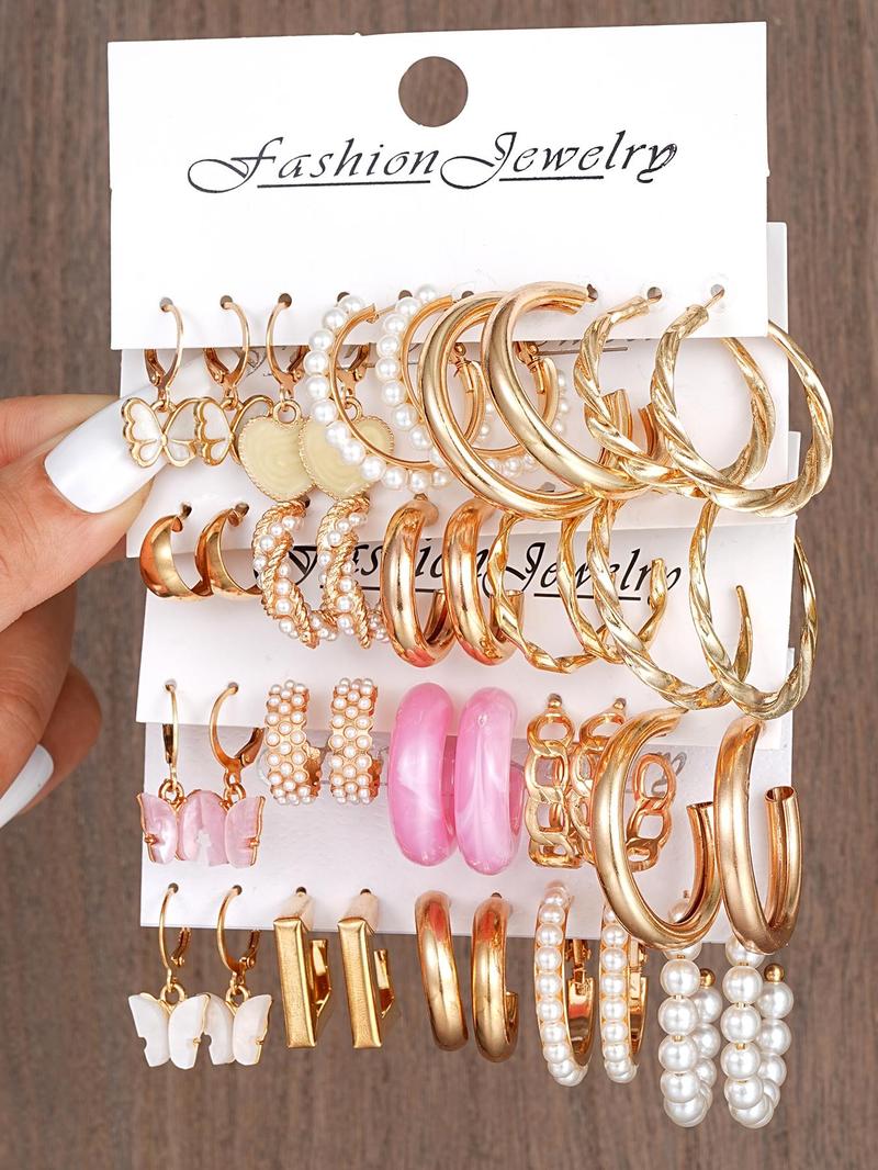 Women's Summer Elegant Butterfly & Heart Design Earrings for Gift, Daily Casual Versatile Jewelry for Holiday Fashion Accessory, Dangle Earrings