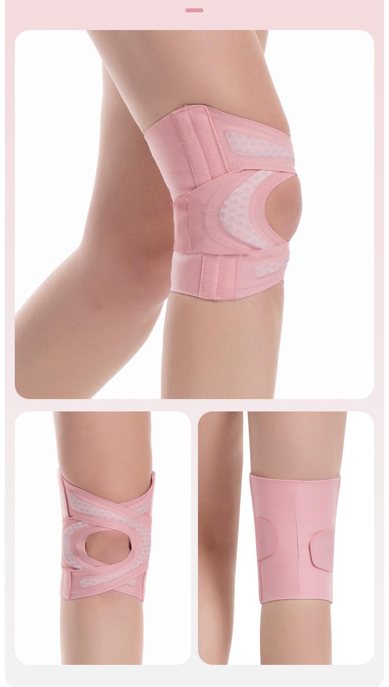 Thin sports knee pads with meniscus joint cross straps and pressure sleeves for running, knee support and patella stabilization