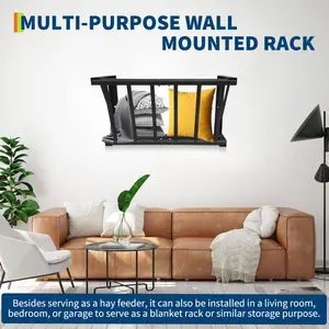 Garvee Wall Mount Hay Feeder, Heavy Duty Carbon Steel Hay Feeder for Goats, Horses, Cattle and Other Livestock, Farm Indoor and Outdoor Use