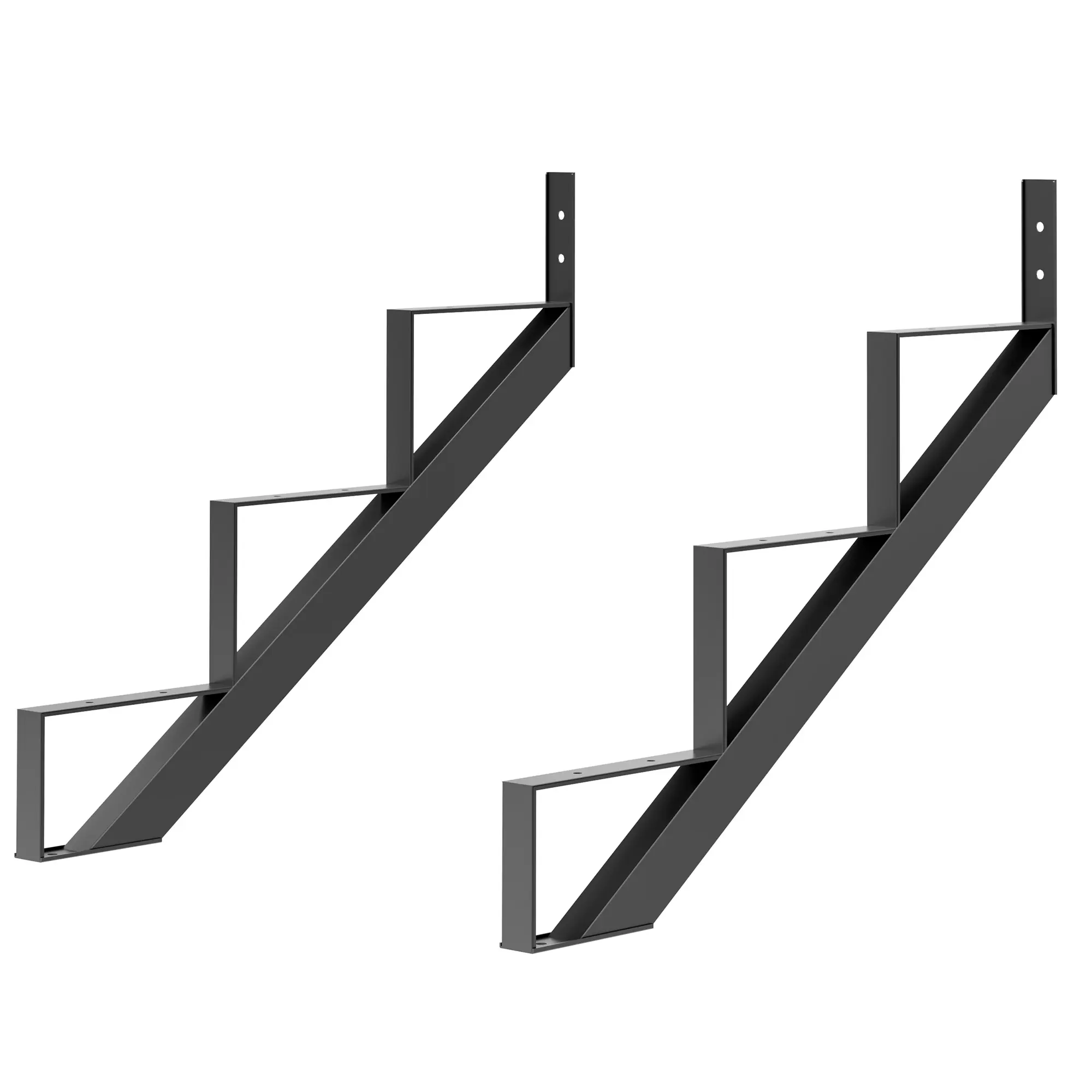 2 Pack Heavy Duty Steel Stair Stringers, Weather Resistant Step Riser, 500 lbs Per Step, Powder-Coated, Pre-Drilled, Tool-Free Installation