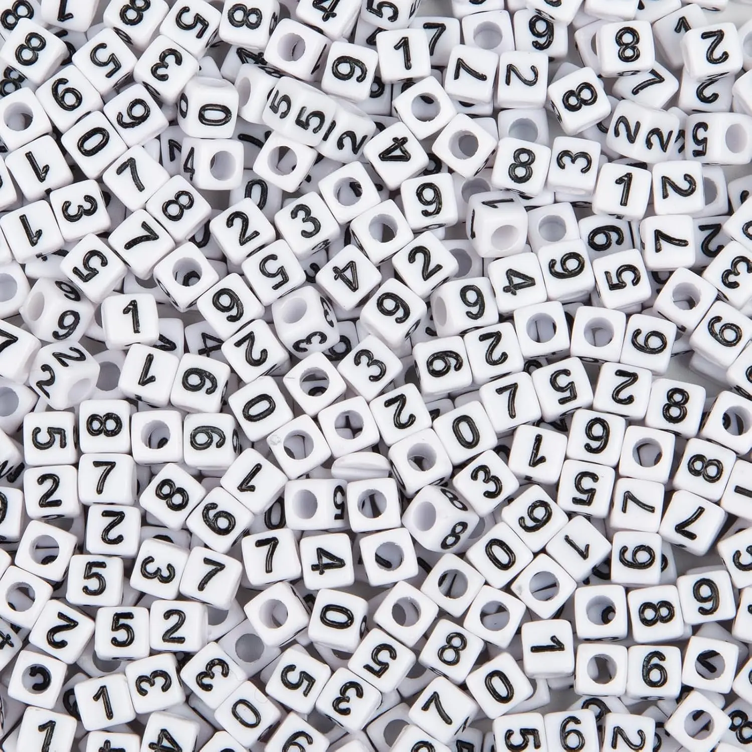 1000+Pcs Square Number Beads 6x6mm White Black  Cube Beads, Number Beads 0-9 for Bracelets, Keychains, Necklaces, Kandi Crafts and DIY  Making(White/Black)