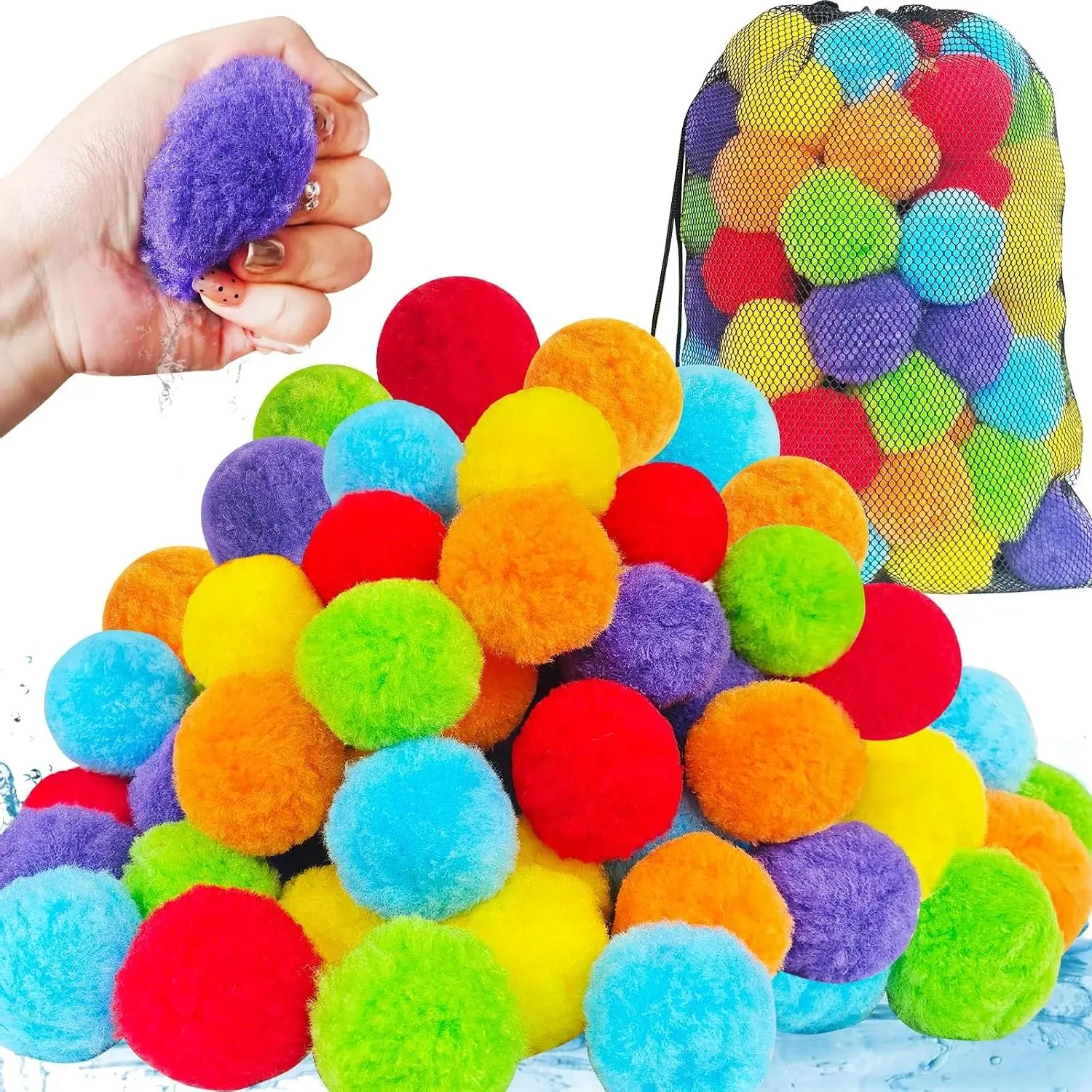100 Pcs Reusable Water Balloons, Summer Soaker Balls, Soft Water Splash Balls for Outdoor Games, Beach, Backyard, Pool & Party FavorsGift