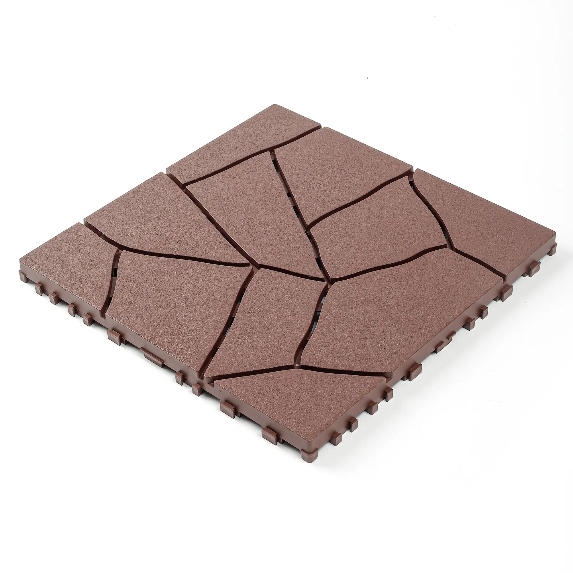 ARCH Stone Style 12" x 12" Interlocking Patio Deck Tiles, DIY Snap-Together Flooring for Outdoor & Indoor Use, Polypropylene, Red+Brown, 44-Pack, Easy Install for Porch, Poolside, Balcony, Backyard, Bathroom, Garden & Outdoor, Red+Brown Color Options