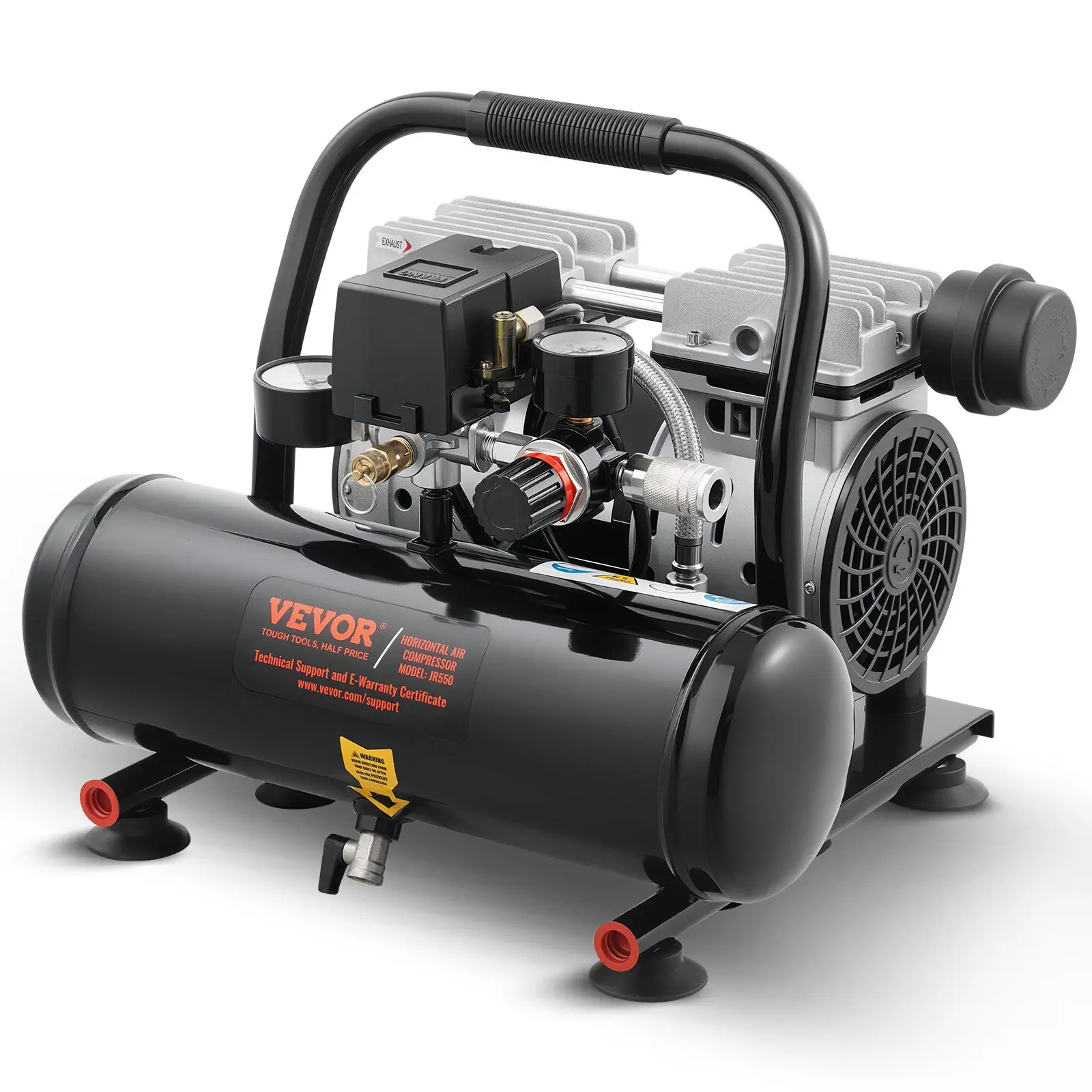 【DealsForYouDays】VEVOR Air Compressor, 1 Gallon Steel Tank, 1HP 1.5 CFM 90PSI Oil Free Air Compressor Max. 120PSI Pressure, 78dB Ultra Quiet Portable Compressor, for Auto Repair, Tire Inflation, Spray Painting