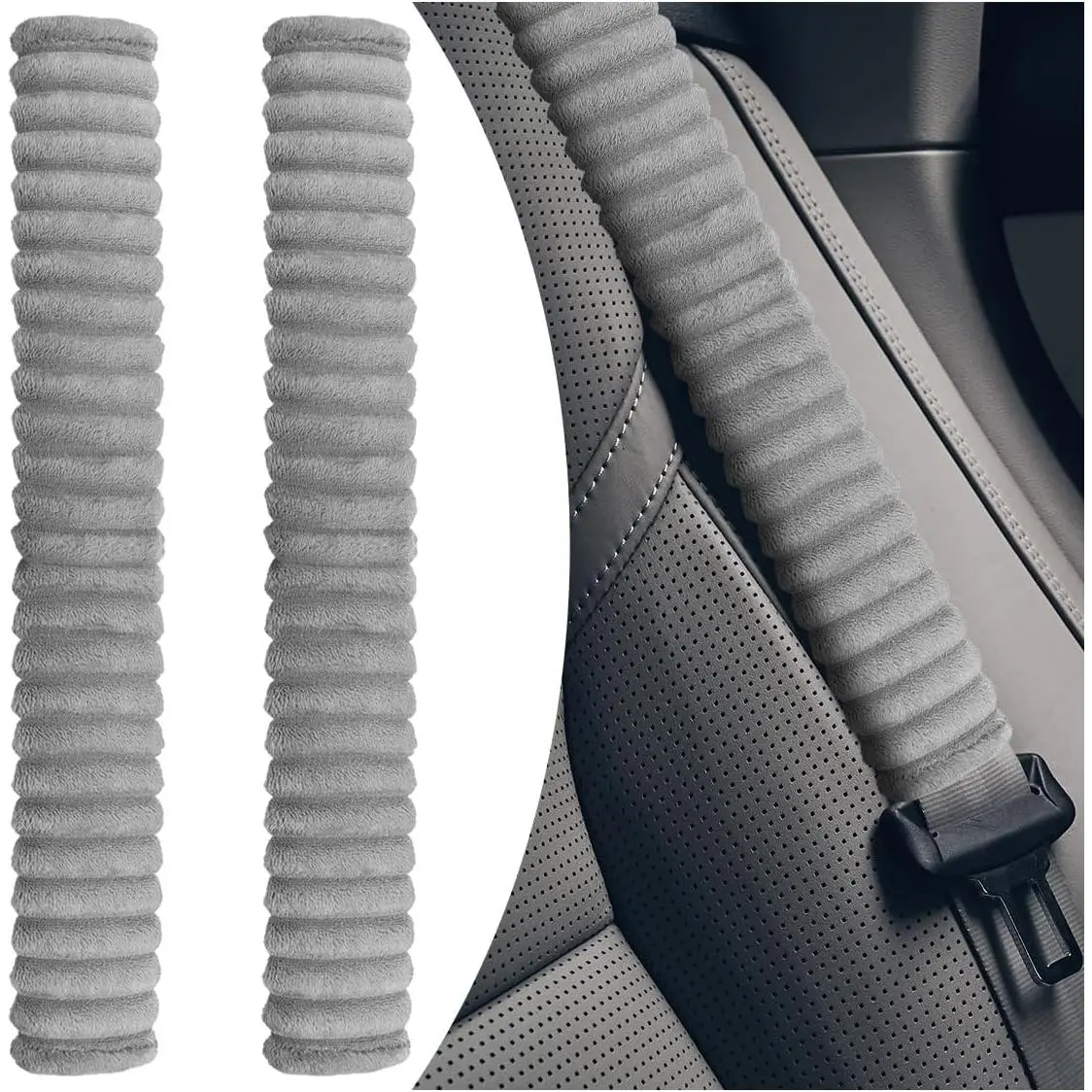 2 count  Seat Belt Covers, Comfortable Driving Auto Seat Strap   Pad, Soft  Safety Strap Protector Cushion,   Interior Accessories for SUV,  (Gray)