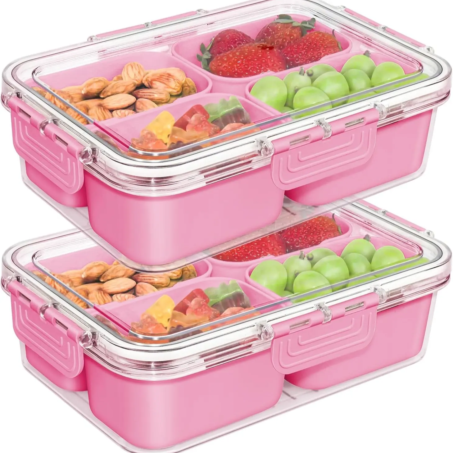 2pc PP Container Set, Spice Organizer, Kitchen Handheld Compartmentalized Seasoning Box, Sealed Chili Pepper Storage Box