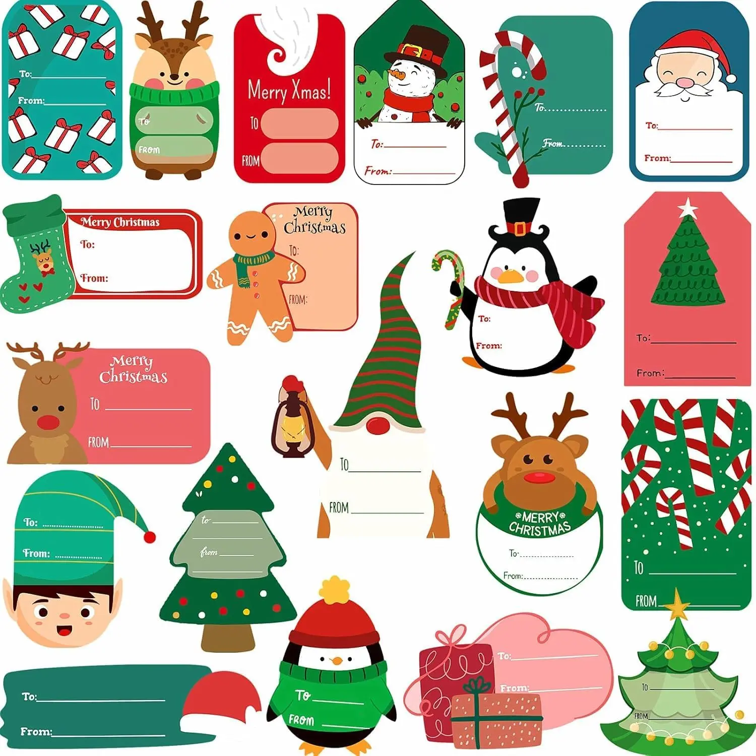 435 count Christmas Gifts Tags Stickers, Christmas Labels Stickers Self-Adhesive for Holiday Gifts Presents Decorative Wrapping Paper Name Labels