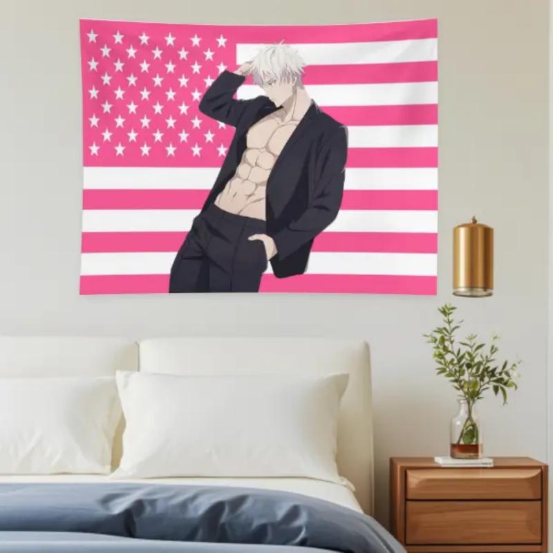 Flair Hub Gojo Satoru Pink Tapestry/Flag,unique gift Decor y2k room decor
