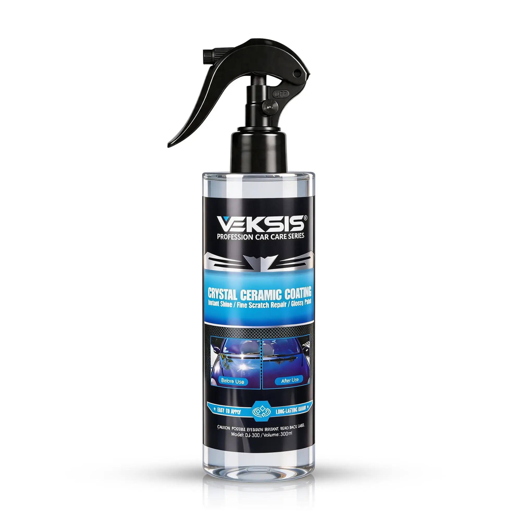 Veksis Crystal Ceramic Coating – 300ml 9H Nano Car Paint Coating, Professional Ceramic Coating for Cars, Hydrophobic & UV Protection, High Gloss Scratch Resistant Sealant for Auto Paint