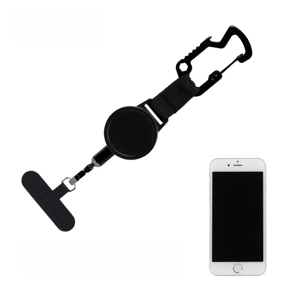 Retractable Steel Wire Keychain Lanyard - Phone Strap with Outdoor Serrated Carabiner, anti-Lost - Durable Metal Plastic Mobile Phone Accessory anti theft