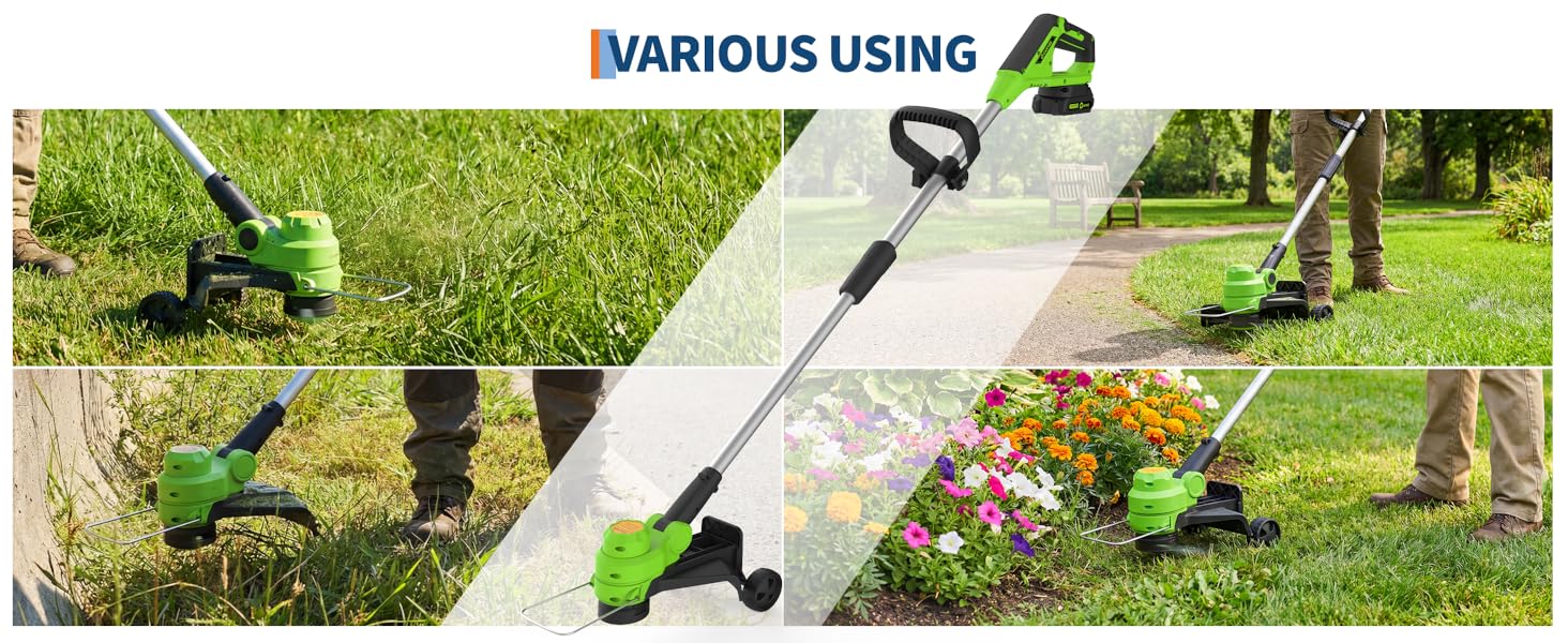 20V Weed Wacker Cordless with 2 x 2.0Ah Batteries & Charger, 12'' Electric Weed Eater String, Grass Trimmer with 8 Replacement Line, Battery Powered String Trimmer for Lawn Yard Patio Garden