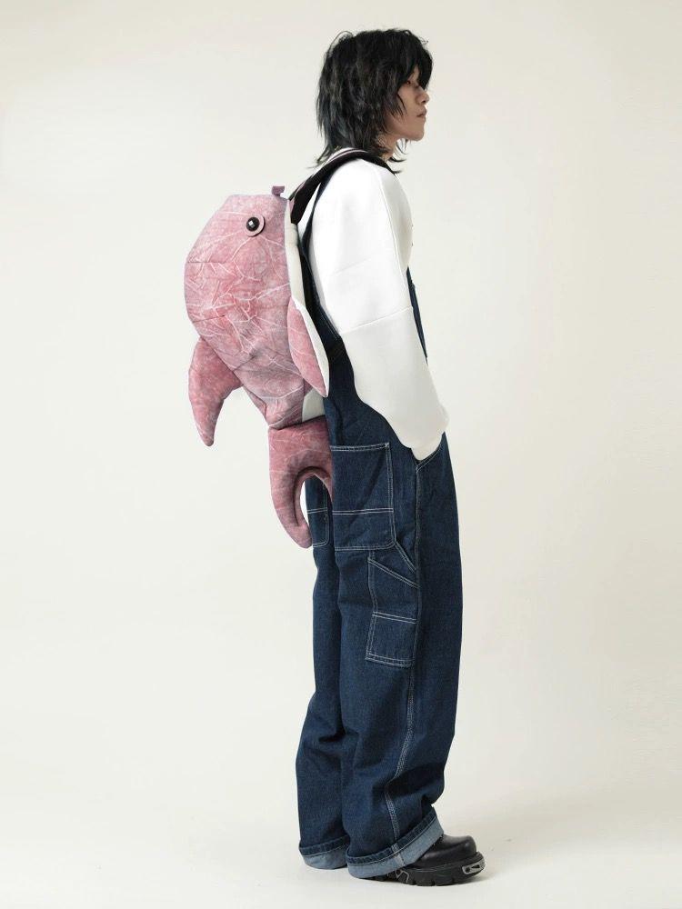 Y2K Funny Whale Shark Shape Backpack Durable Large Capacity Travel Bag Women Men Cute Outdoor Cartoon Knapsack Student Schoolbag