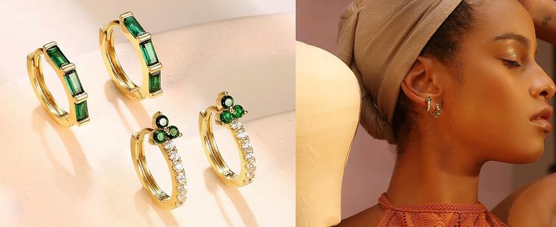 Zelores 6Pairs 14K Gold Plated Hoop Earrings for Women 6 Pairs Emerald Green Earrings Dainty Small Hoop Earrings Stud Earrings Sets for Multiple Piercing Zelores 6Pairs 14K Gold Plated Hoop Earrings for Women 6 Pairs Emerald Green Earrings Dainty Small Hoop Earrings Stud Earrings Sets for Multiple Piercing