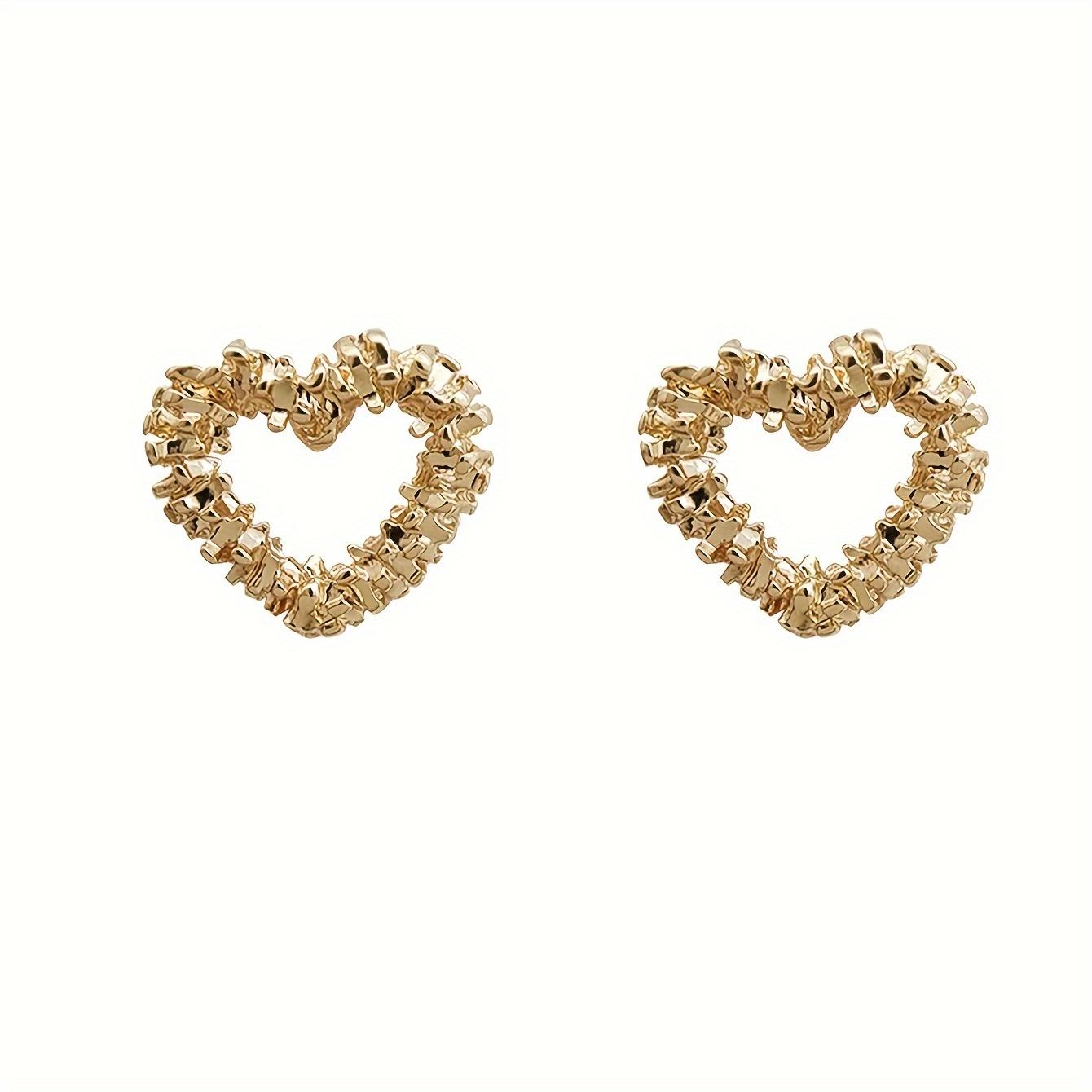 1Pair Heart Irregular Earrings Lovely Stud Earrings Luxury Jewelry Gifts For Women