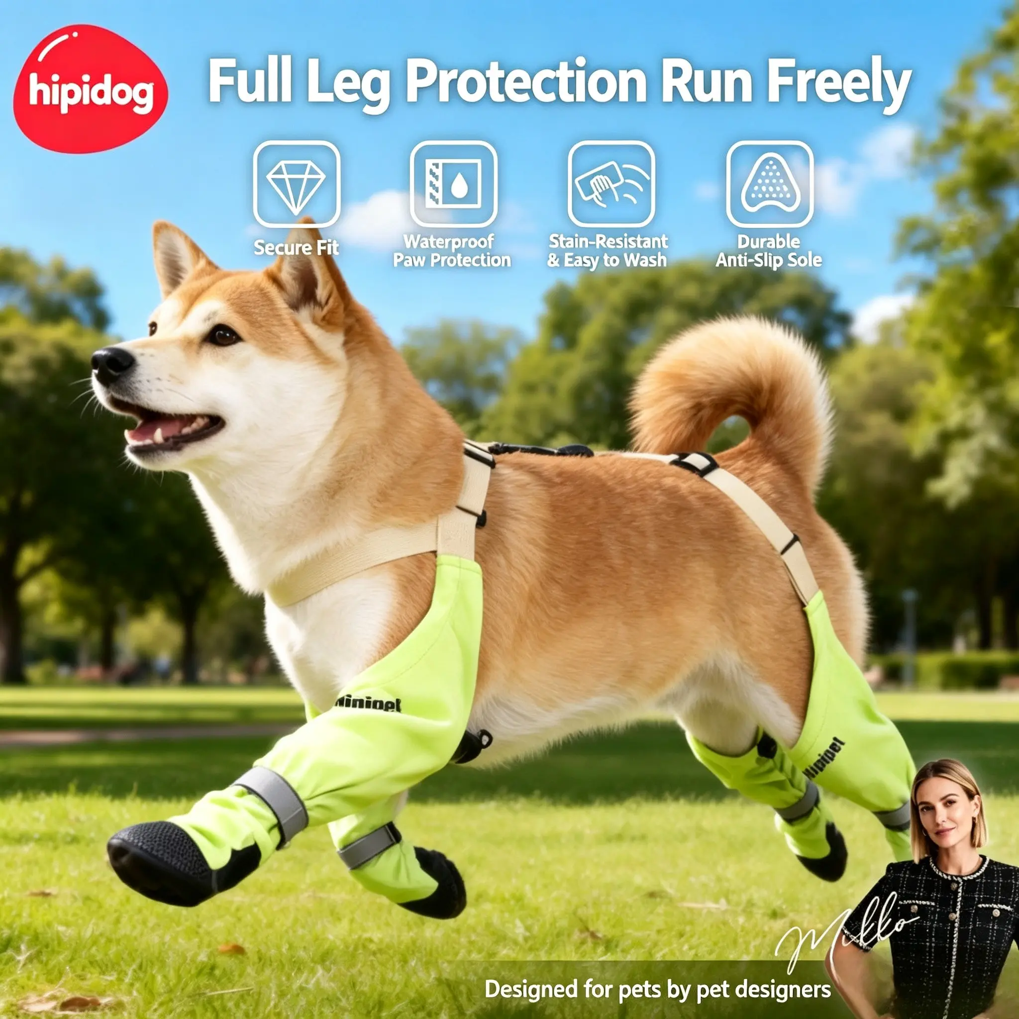 Hippie-Style Dog Pet Boots, Four-Leg Strap Design, Anti-Slip and Anti-Fall, Outdoor Shoes for Medium and Large Dogs, Paws Protection