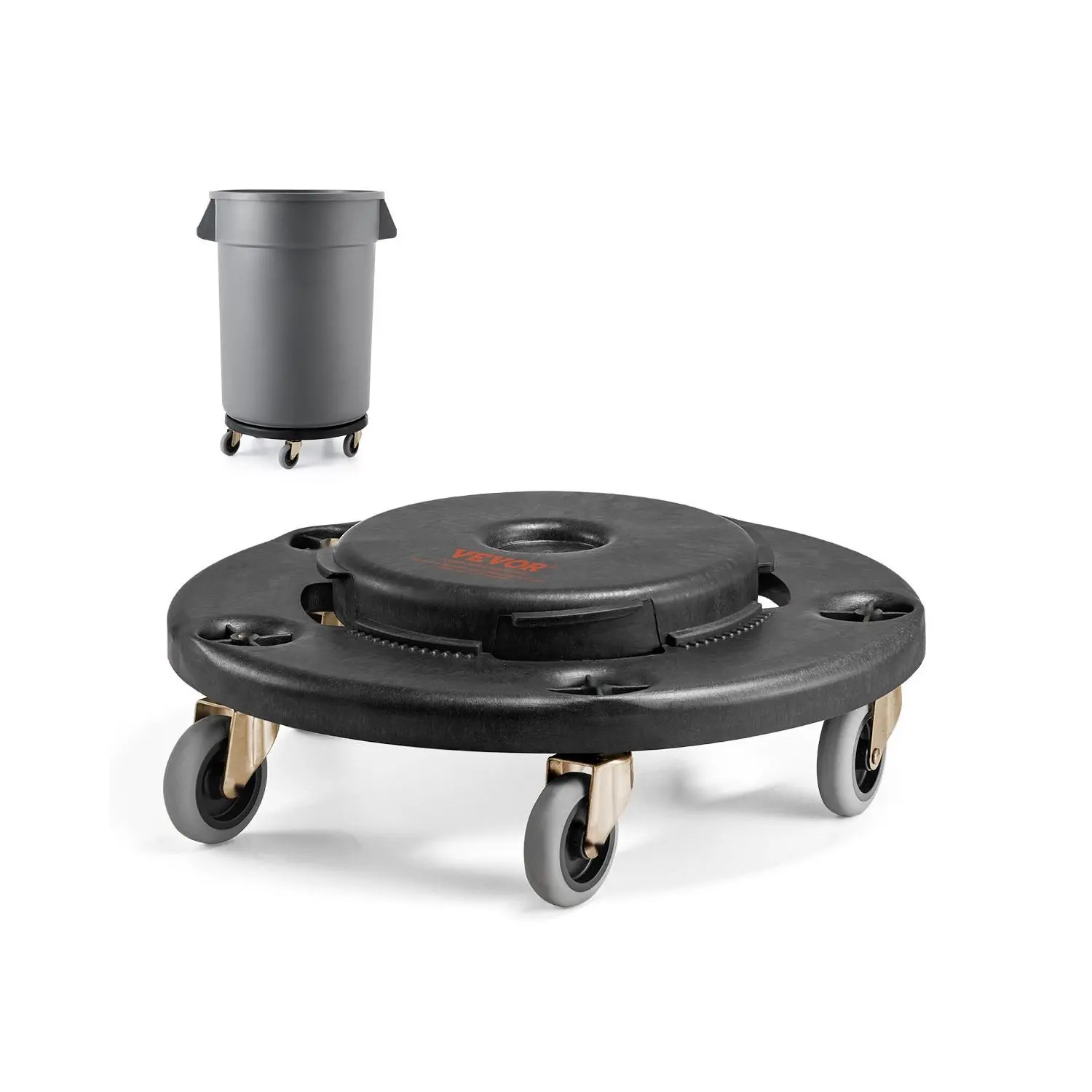 Round Trash Can Dolly For 20, 32, 44 And 55 Gallon Garbage Containers — Heavy Duty Cart With 500 LB Load Capacity, Steel Frame, Smooth Rolling Wheels, Stable Handle, Easy Assembly For Janitorial, Restaurant, And Outdoor Use