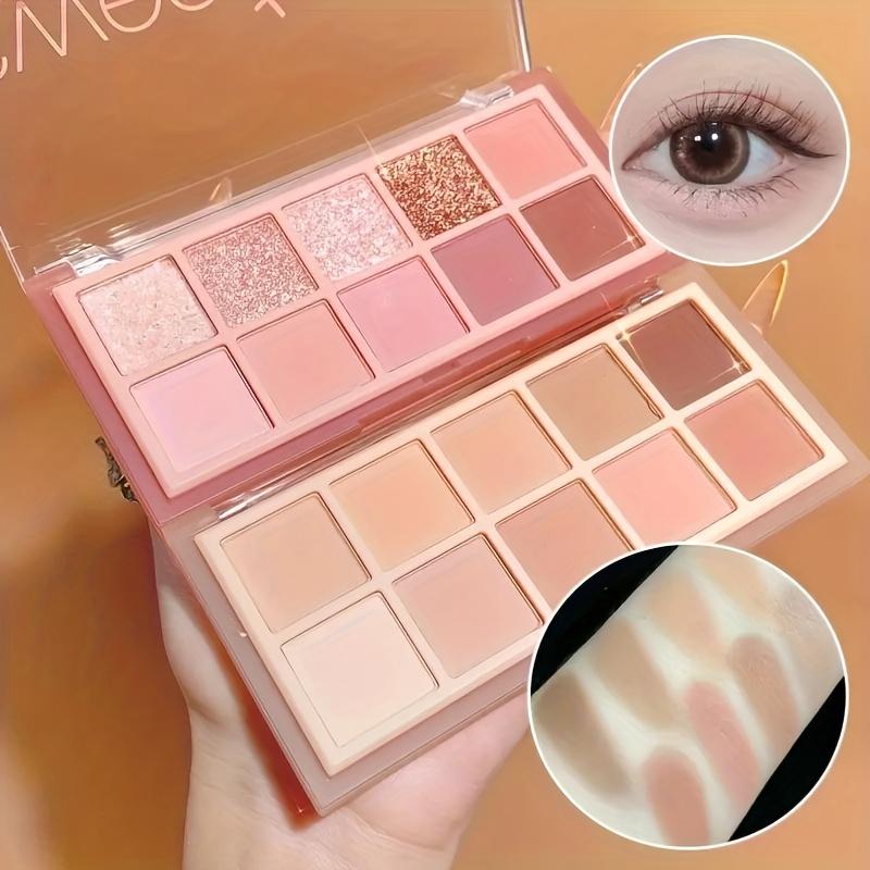 10 colors eyeshadow palette pearlescent glitter super flash matte blush highlighter all-in-one palette multi-purpose cold earth color low saturation matte khaki gray powder daily enhance complexion eyeshadow Valentine's Day gift