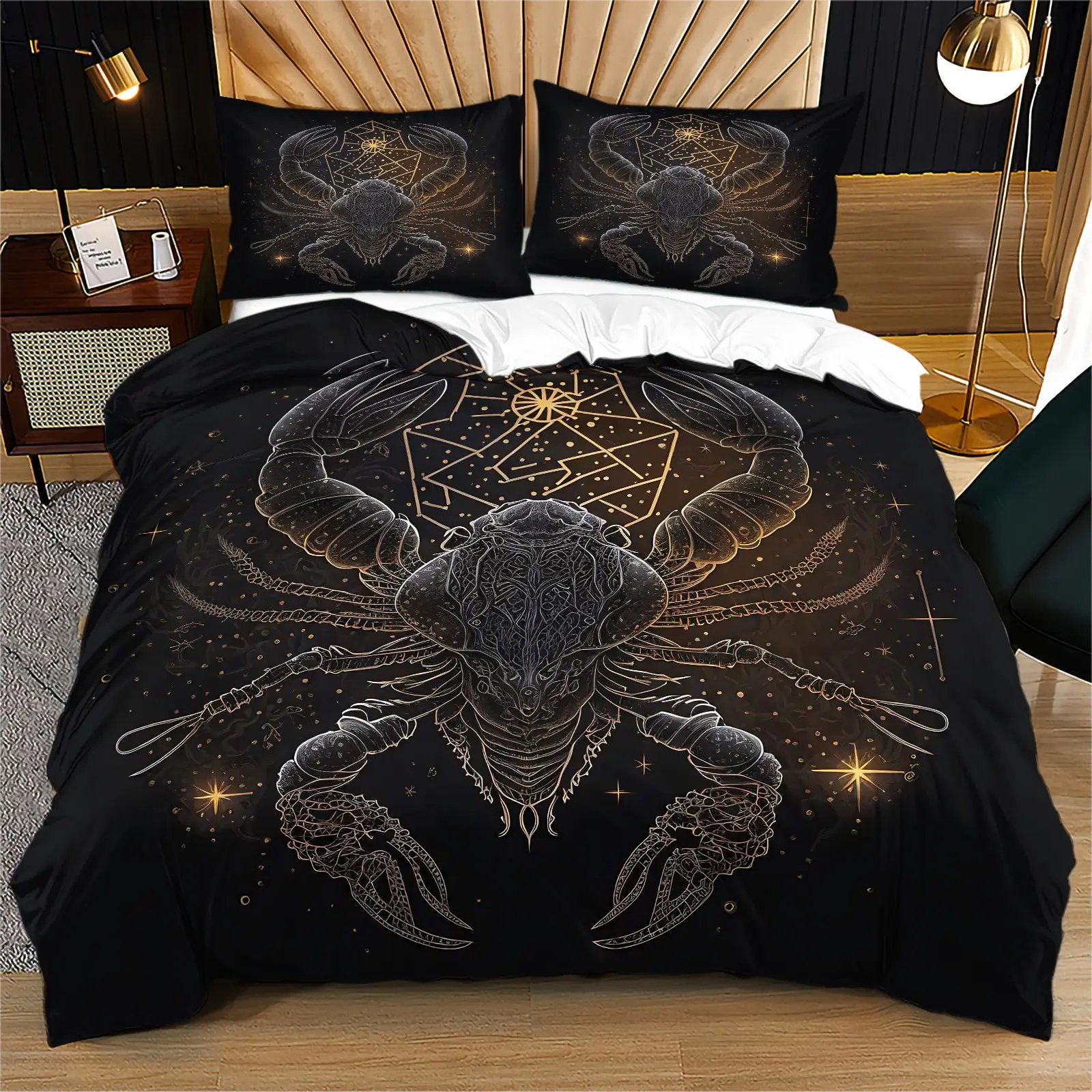 Scorpio Zodiac Constellation Duvet Cover Set, Background Design, Soft Microfiber Bedding, Gothic Style, Perfect Gift