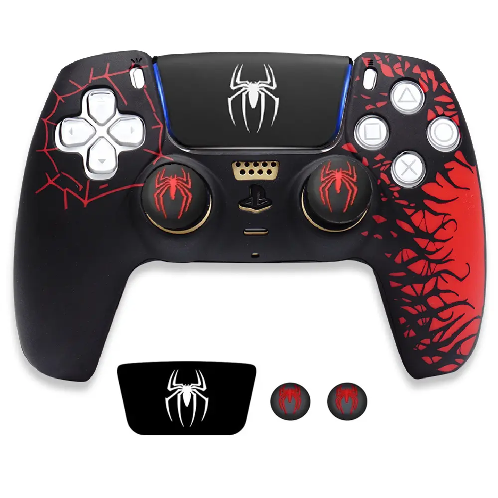 Popular Spider-Man silicone case for PS5 controller, PS5 game protective cover, joystick caps, keycaps, controller stickers