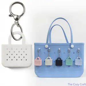 Soft EVA Keychain Bag Charms, Snap-on Decor Accessories for Bogg Perforated Beach Totes. Lightweight portable hanging pendants for quick DIY decoration, suitable for beach trips, daily key storage and personalized handbag styling all year round.