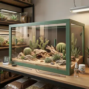 120 Gallon 4x2x2 ft Bearded Dragon Tank – Large Reptile Enclosure with Front Sliding Glass Door, Heavy Duty Metal Top Screen Ventilation, Easy to Assemble Terrarium for Snakes & Lizards
