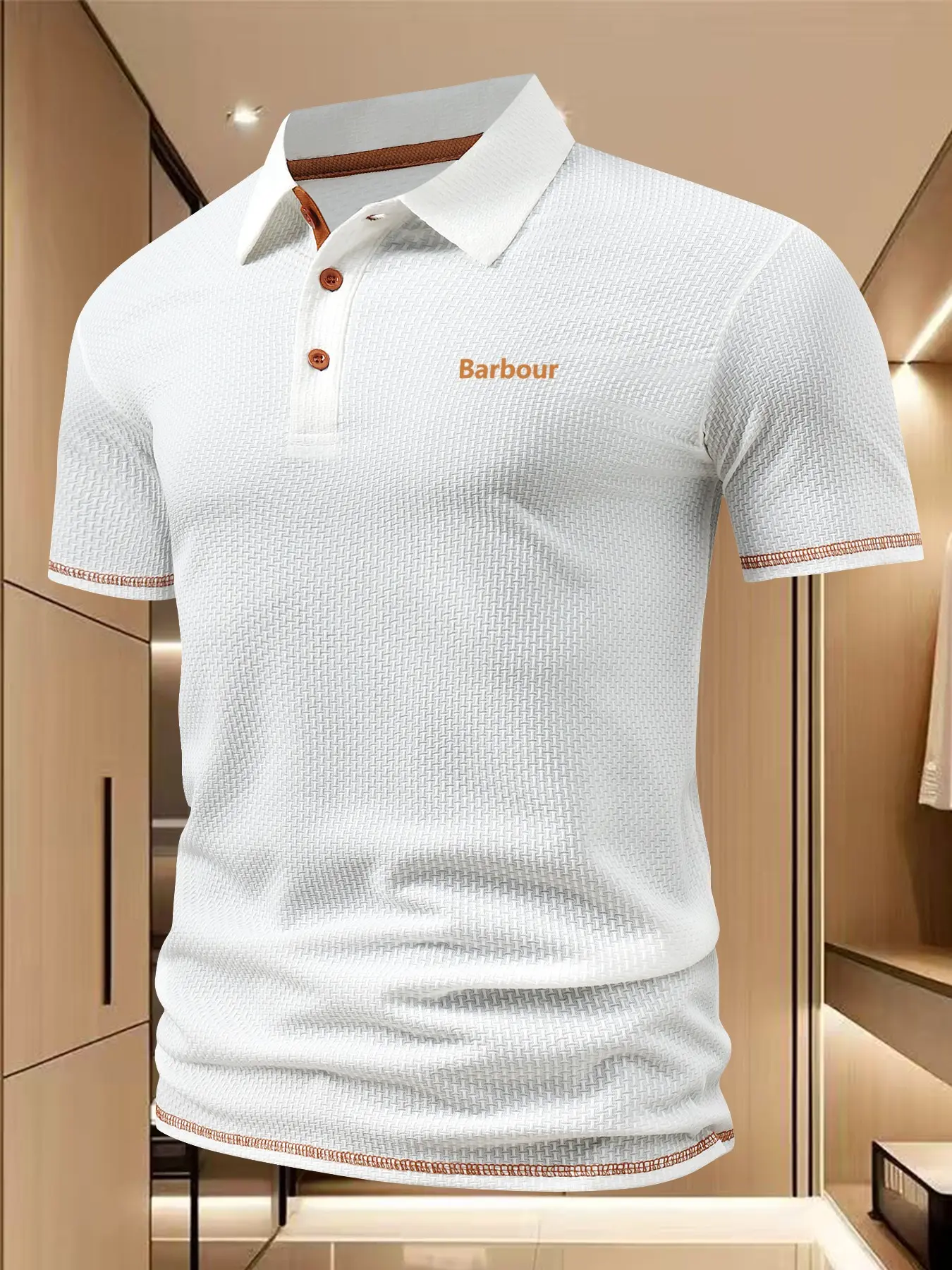 Barbour men's quick drying elastic golf polo shirt | polyester spandex blend | moisture wicking basic style, quick drying multi color option | versatile and casual for multiple occasions, double color matching