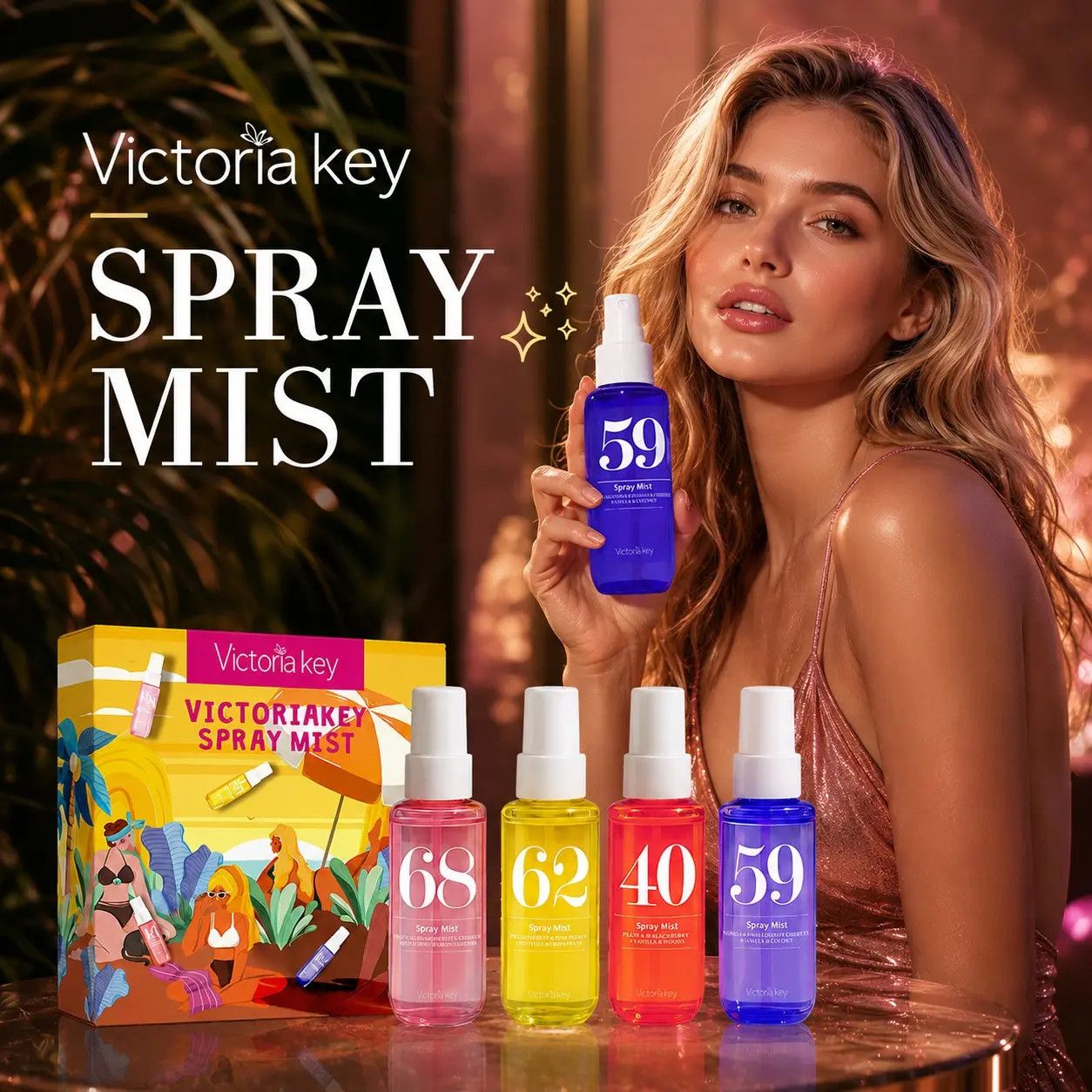 Summer Limited Edition Brazilian Fragrance Mist Set, Natural Fresh Scent, Alcohol-Free, Fruity Perfume Set for Travel, Home, Office, Holiday Gift, Fragrance Sets