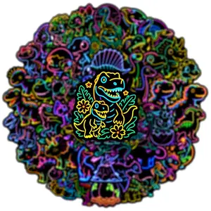 10/30/50pcs Funny Cute Cartoon Dinosaur Stickers Neon Graffiti Decals DIY Skateboard Phone Luggage Waterproof Decoration Sticker