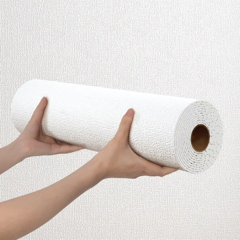 Warm Natural Style Linen Wallpaper, 50x300cm Self-Adhesive Large Roll, Thickened Waterproof & Moisture-Proof, Peel and Stick, Living Bedroom Dorm Office Wall Sticker.