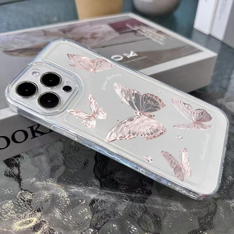 Butterfly Phone Case For Iphone 11 12 13 14 15 16 17 Pro Max Plus 17Air Transparent Simple Perfection Soft Cute Case Cover