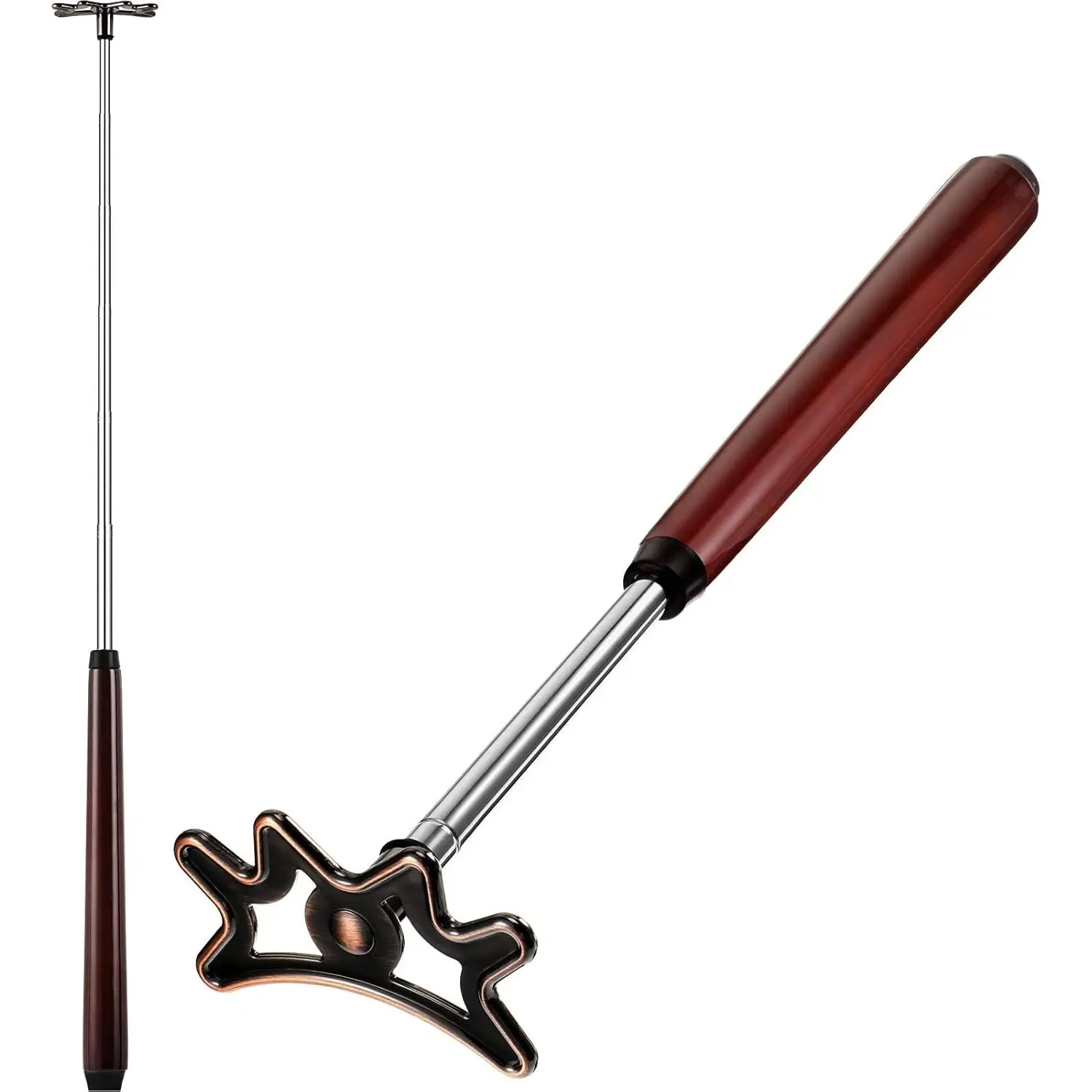 Brown Retractable Solid Wood Pool Bridge Stick - Adjustable Billiards Cue Bridge with Replaceable Head, Comfortable Handle, 5 Shot Positions, Portable Plastic Accessory for Home, Friends & Colleagues Use, Family