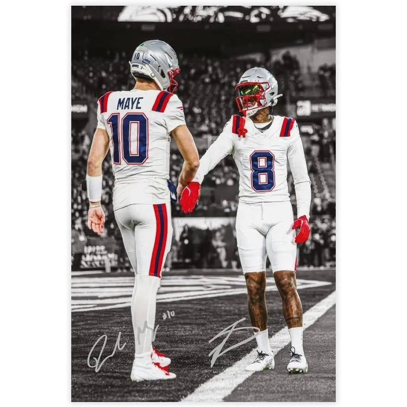 Drake Maye Stefon Diggs Canvas Poster |   for Living Room, Bedroom, Dorm Decor Home Office Wall Art
