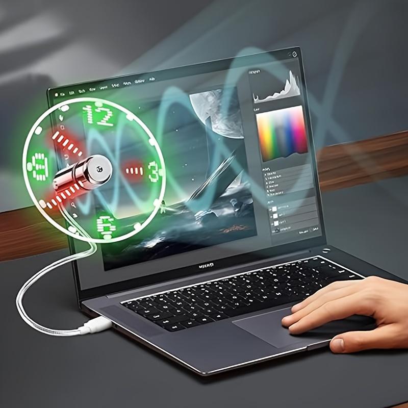 Portable USB LED Clock Fan with Time Display, 4-5 Hour Timer, Compact Metal Design, Green & Red LED Display, No Battery Needed, Silvery White Electronic Portable USB LED Clock Fan with Time Display, 4-5 Hour Timer, Compact Metal Design, Green & Red LED Display, No Battery Needed, Silvery White Electronic