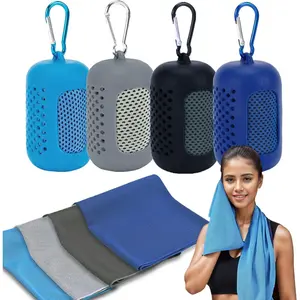 4pcs Set of Cooling Towels, Polyester Cold Towels, Soft and Breathable Fitness Ice Towels, Suitable for Exercise, Yoga, Sports, Camping, Hiking Sweat Towels, Quick-drying, Breathable, Lightweight Cooling Neck Wrap