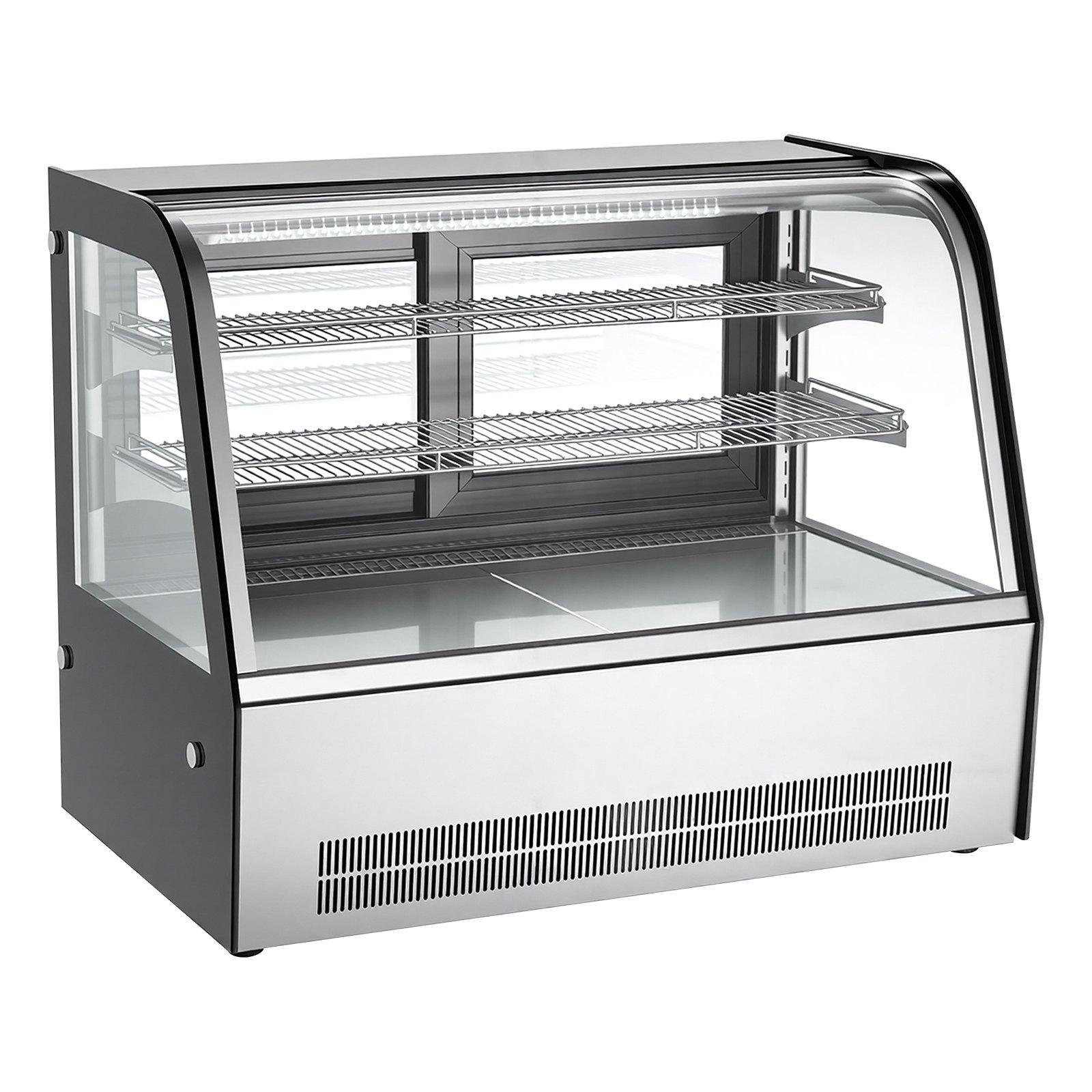 VEVOR Refrigerated Display Case, 5 Cu.Ft./145L Countertop Pastry Display Case, 2-Tier Commercial Cake Refrigerator with LED Lighting, TURBO Cooling, Frost-Free Air-Cooling, for Bakery, Dessert Shop