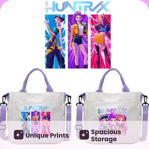 K-Pop Style Demon Hunter Shoulder Bag, Cartoon Rumi Mira Zoey Print Crossbody Bag, Cute Large Capacity Storage Bag for Office & Daily Use, Crossbody Tote Bag