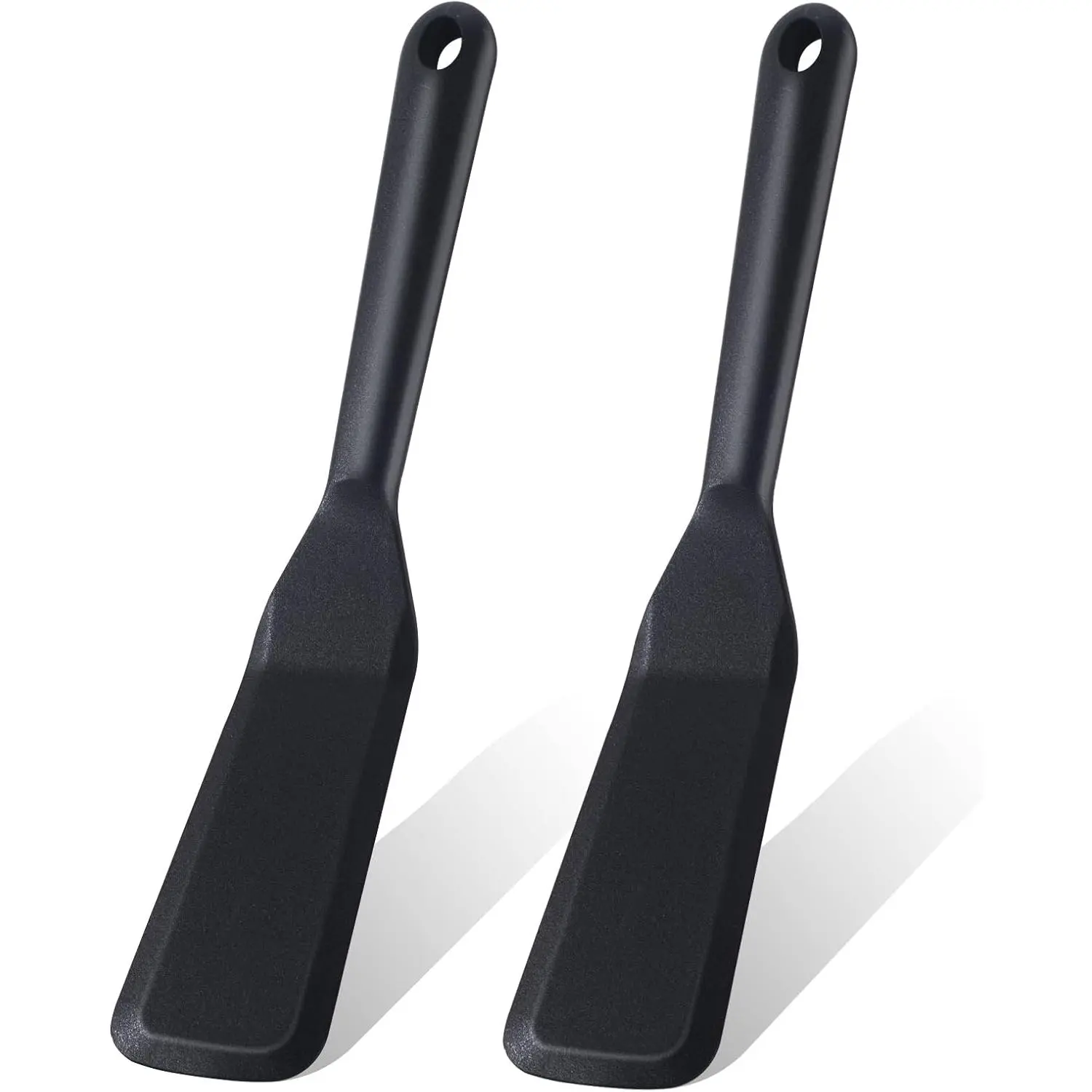 2 Pack  Thin Omelet Turner, Heat Resistant Crepe Spatula for Nonstick Cookware, Pancake Spatula for Egg Cake Pizza Steak Omelet Crepes (Black)