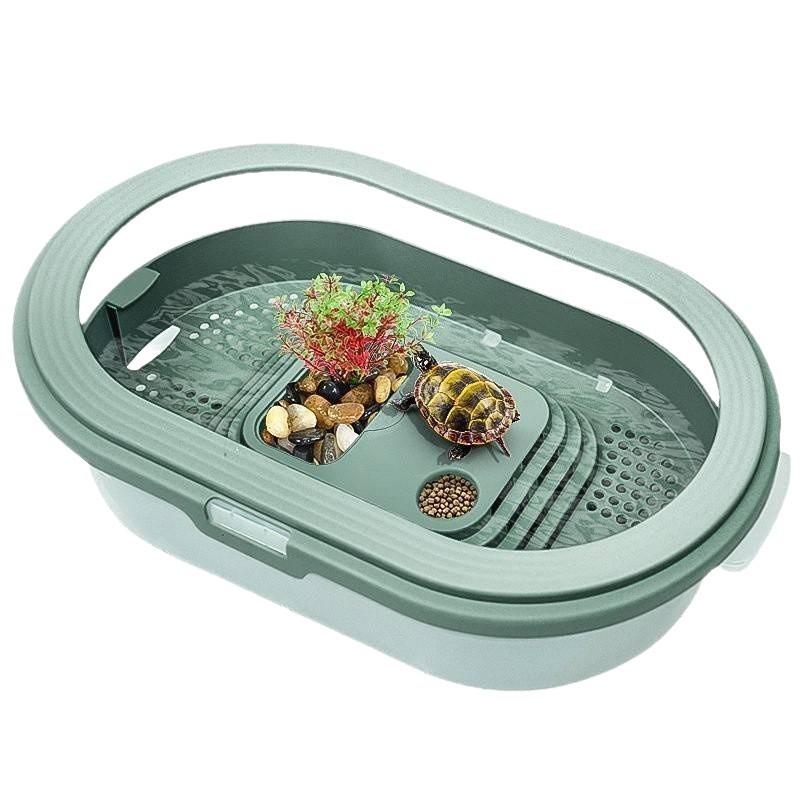 Turtle Tank for Home Use with Basking Platform Breeding Tank Ecological Tank Villa Plastic Turtle Basin Small Fish Tank