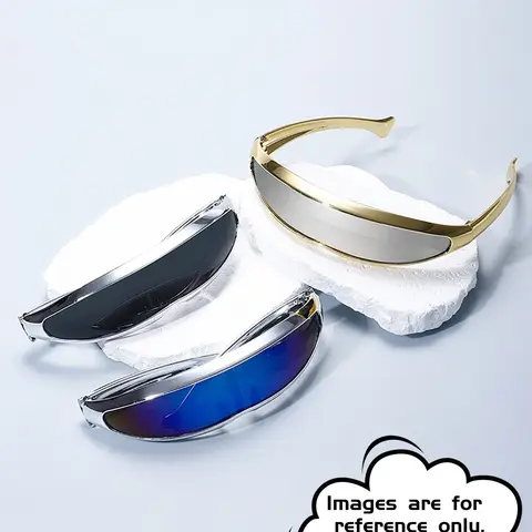 [1pay]Future-Ready Metallic Narrow-Frame Flat Top Fashionable Sunglasses | Bold Y2K Style Shades Mirrored Eyewear (Size runs small, please check size chart before ordering)