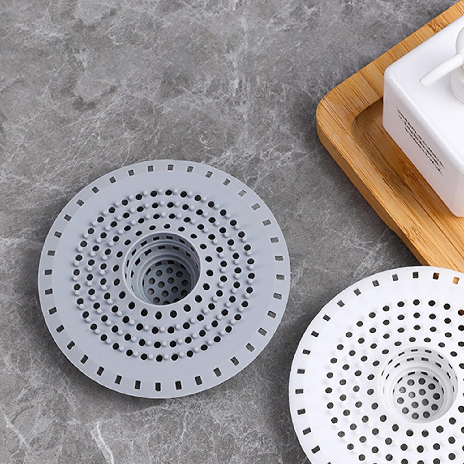 Silicone Bathtub Drain Hair Catcher – 3PCS Shower Drain Protector for 1.48" to 1.76" Regular Drains – Easy-to-Clean and Reusable Grey