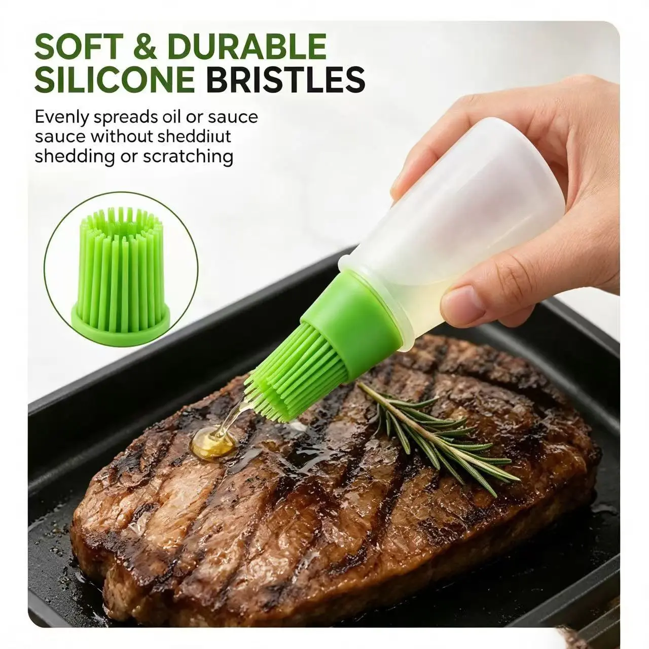 Silicone Oil Brush, Lightweight BBQ/baking Brush, Silicone Cooking Rack Brush for Outdoor BBQ Kitchen, Ideal for Oil Honey Sauce Bottle Brush