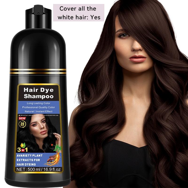 3-In-1 Hair Dye Shampoo with Plant Extracts, Long-Lasting Color Protection, Non-Sticky Formula, Fruit Scent, Instant Coloring Gel