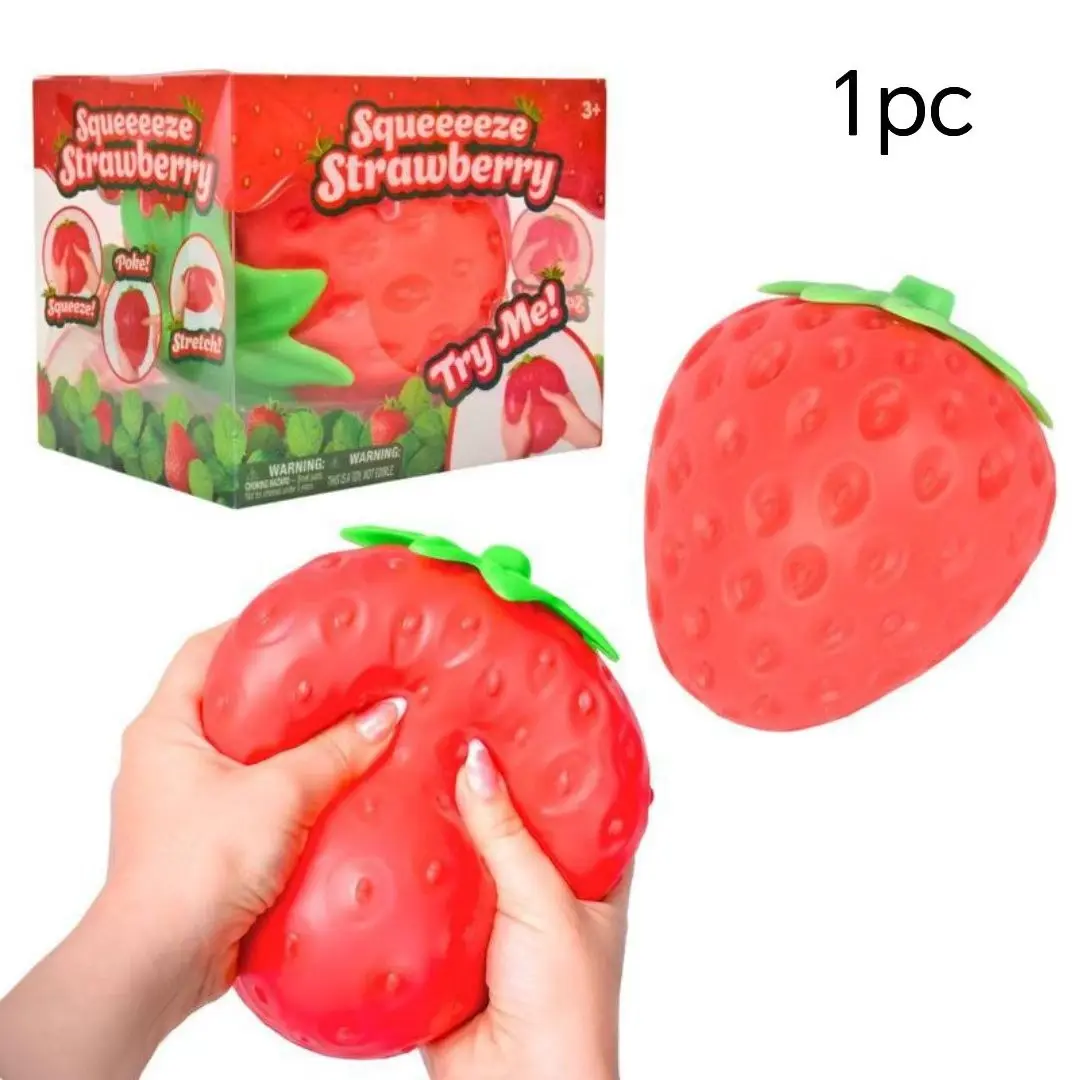 Strawberry fruit stress-relief squeeze toy, stretchable, Soft Stretchy Squeeze, press to soothe emotions, relieve stress and anxiety, suitable for office, study, and entertainment, enhance concentration, creative toy, birthday gift, Squishy Stress Relief