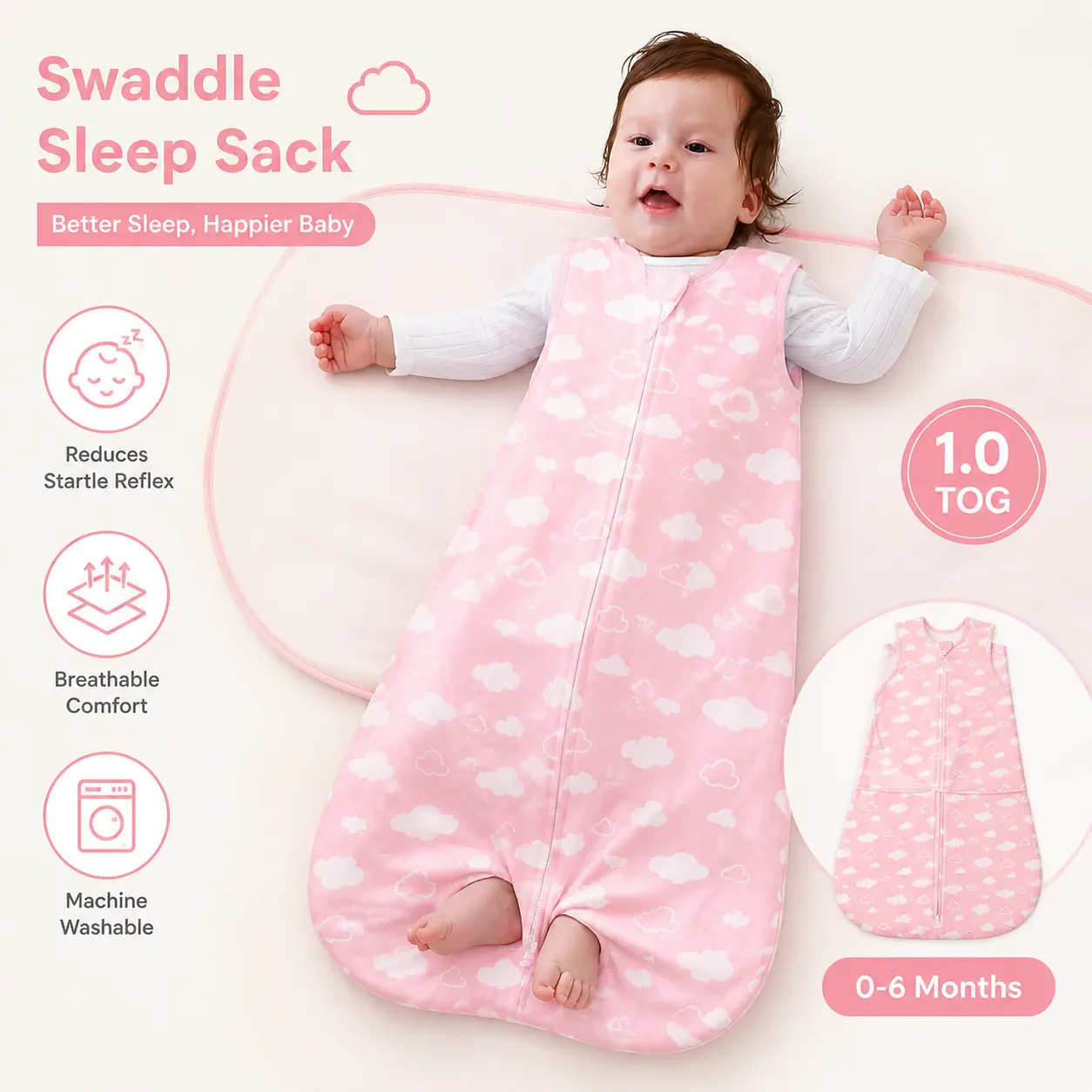 Unisex Baby Swaddle Sleep Sack Blanket, 1.0 Tog New-Parent-Friendly Wearable for 0-6 Months Newborn Boys Girls, Reduces Startle Reflex, Registry Essential New Model, Blankets & Throws, Newborns & Infants, Bees & Butterflies, Butterfly, Stripes, Startle Re
