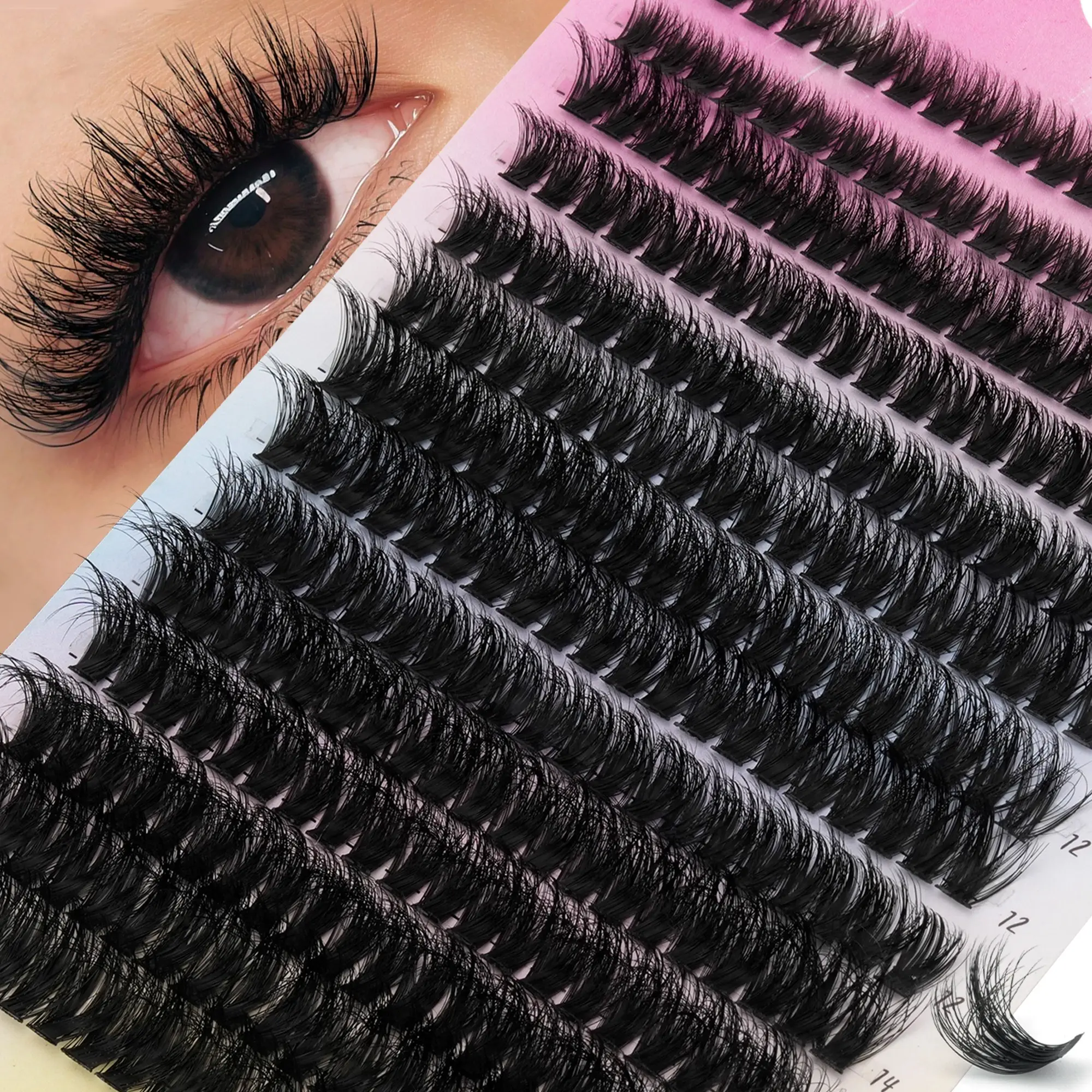 280 Pcs European False Lashes, DIY Lash Set, 8mm-16mm Gradual Length, Customizable Eye Look, Perfect for Daily Makeup, Dates, Parties
