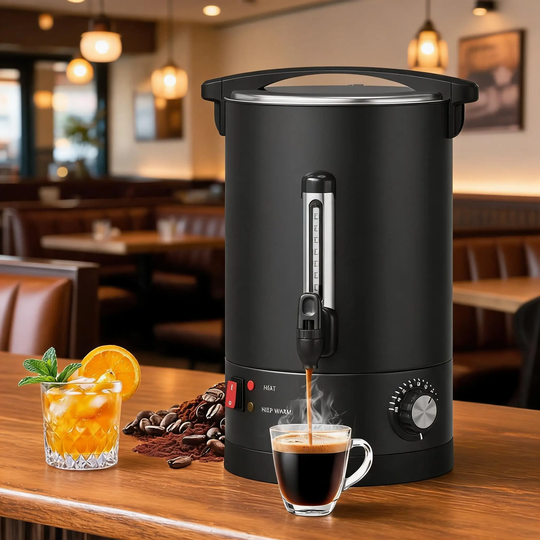80 Cup Commercial Coffee Urn - 12L/3.2Gal Stainless Steel Electric Coffee Maker With Double Wall Insulation, Hot Beverage & Water Dispenser for Weddings,Parties, Catering,Buffets