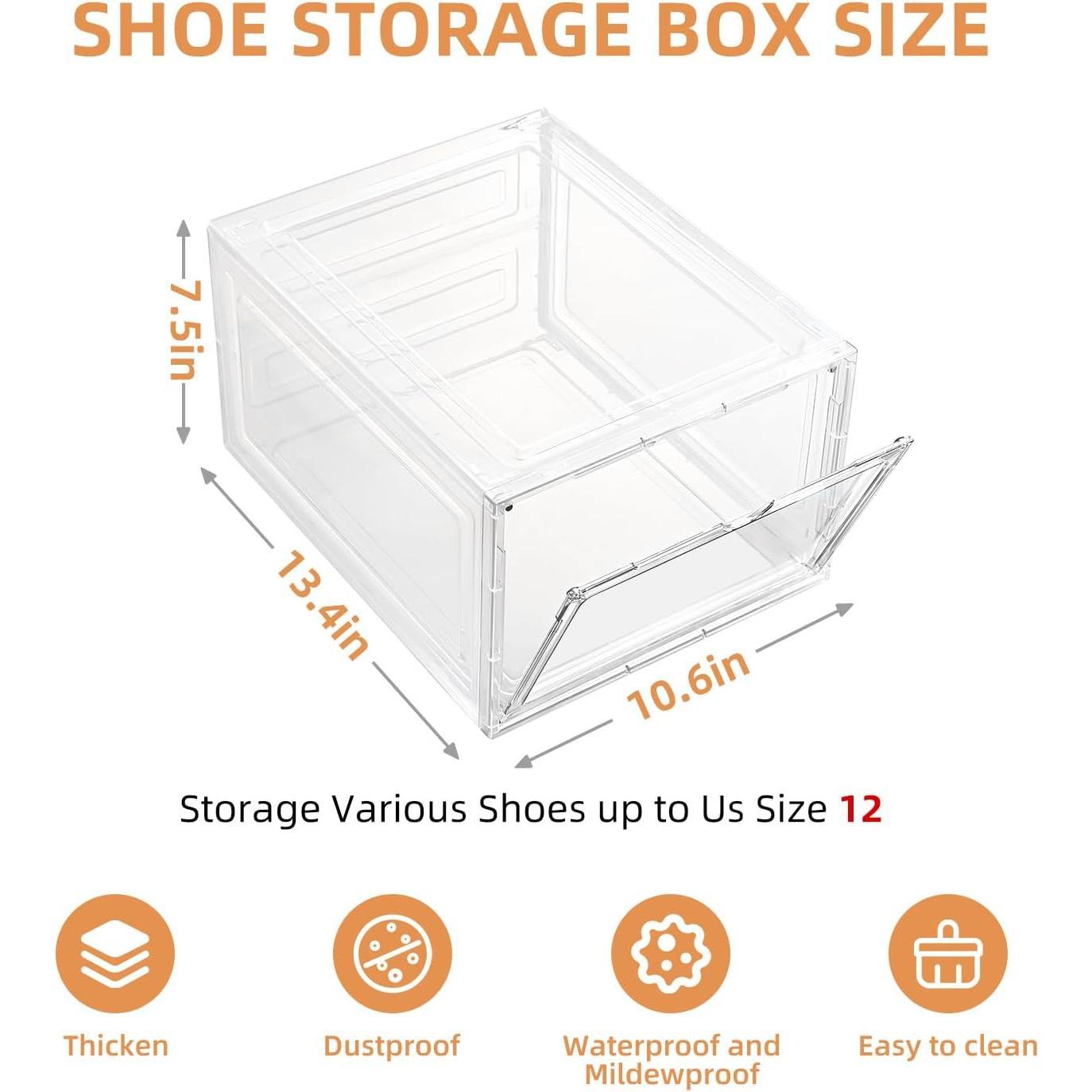 10 Pack Large Shoe Boxes Clear Plastic Stackable,Drop Front Shoe Box with Clear Door, Shoe Containers For Sneaker Display,Fit up to Size12 (clear, 10 pack) 10 Pack Large Shoe Boxes Clear Plastic Stackable,Drop Front Shoe Box with Clear Door, Shoe Containers For Sneaker Display,Fit up to Size12 (clear, 10 pack)