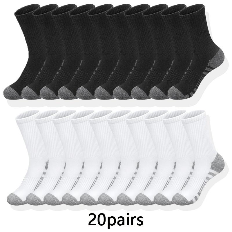 6/10/20/30 Pairs Men's Classic Solid Color Breathable Sweat Absorption Deodorant Casual Daily Outdoor Exercise Fitness Mid-calf Socks SpringStatements
